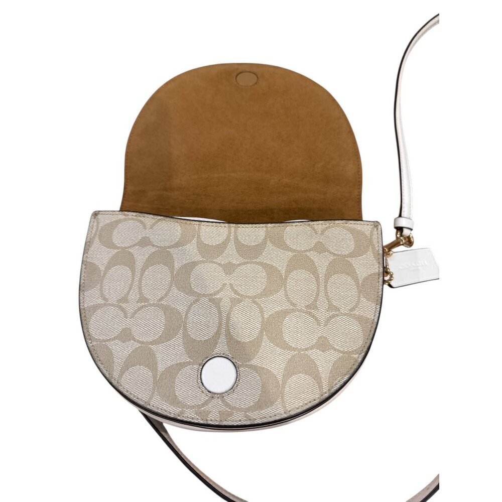 Coach Signature Canvas Ellen Beige Crossbody Bag With Magnetic Closure Good EUC - Picture 5 of 11
